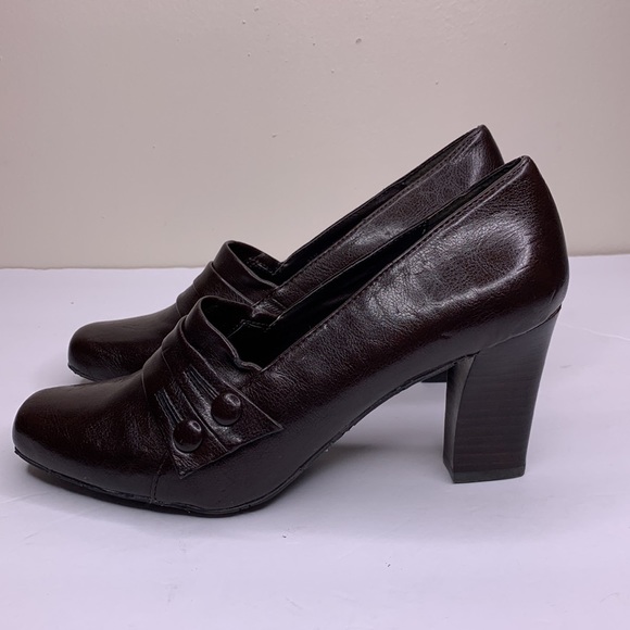 NATURALIZER Heel Dress Shoes RORY Vegan Leather Chunky Heel Dark Academia 8.5M - Picture 1 of 16